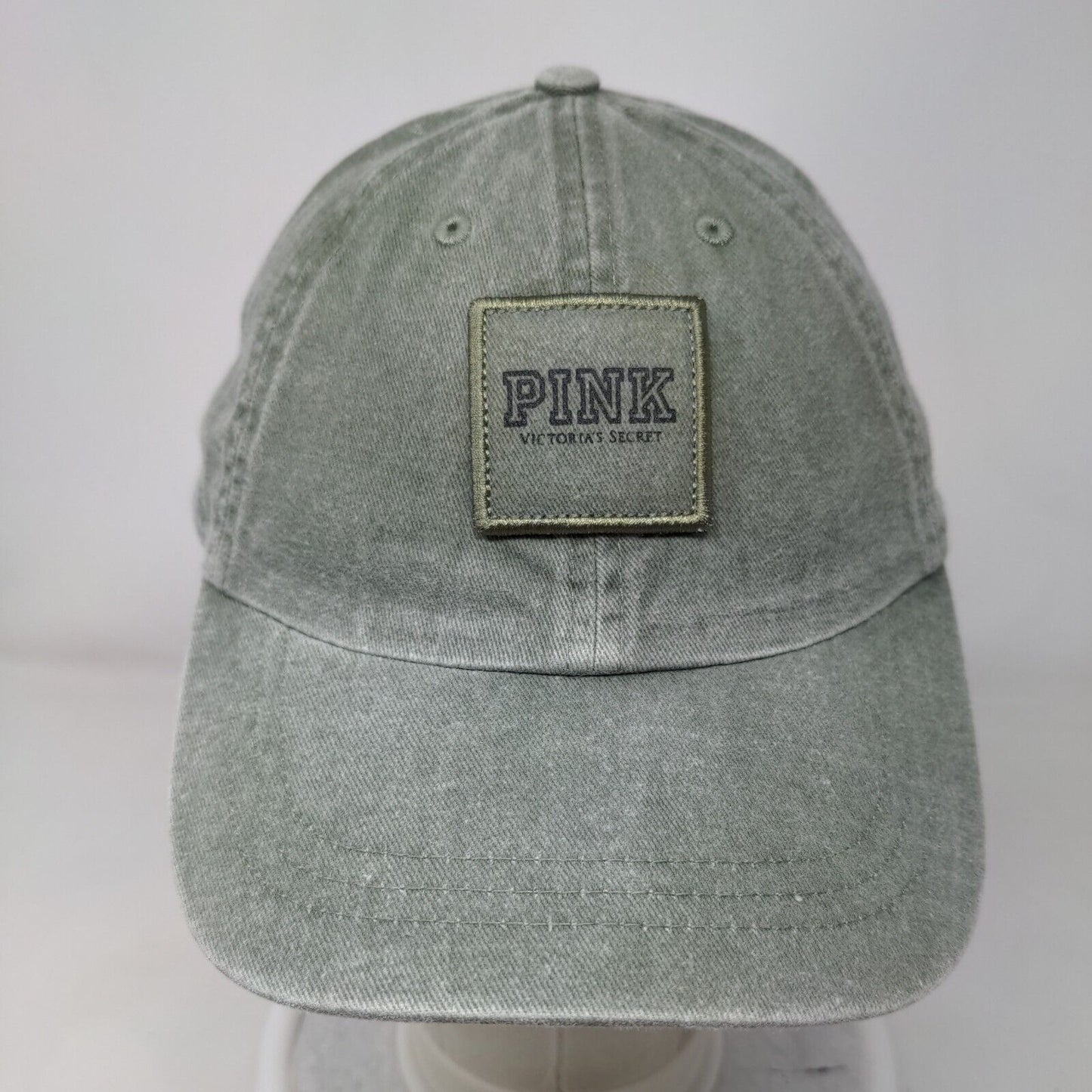 PINK Victoria's Secret Slideback Hat Green One Size Adjustable 6 Panel Cotton