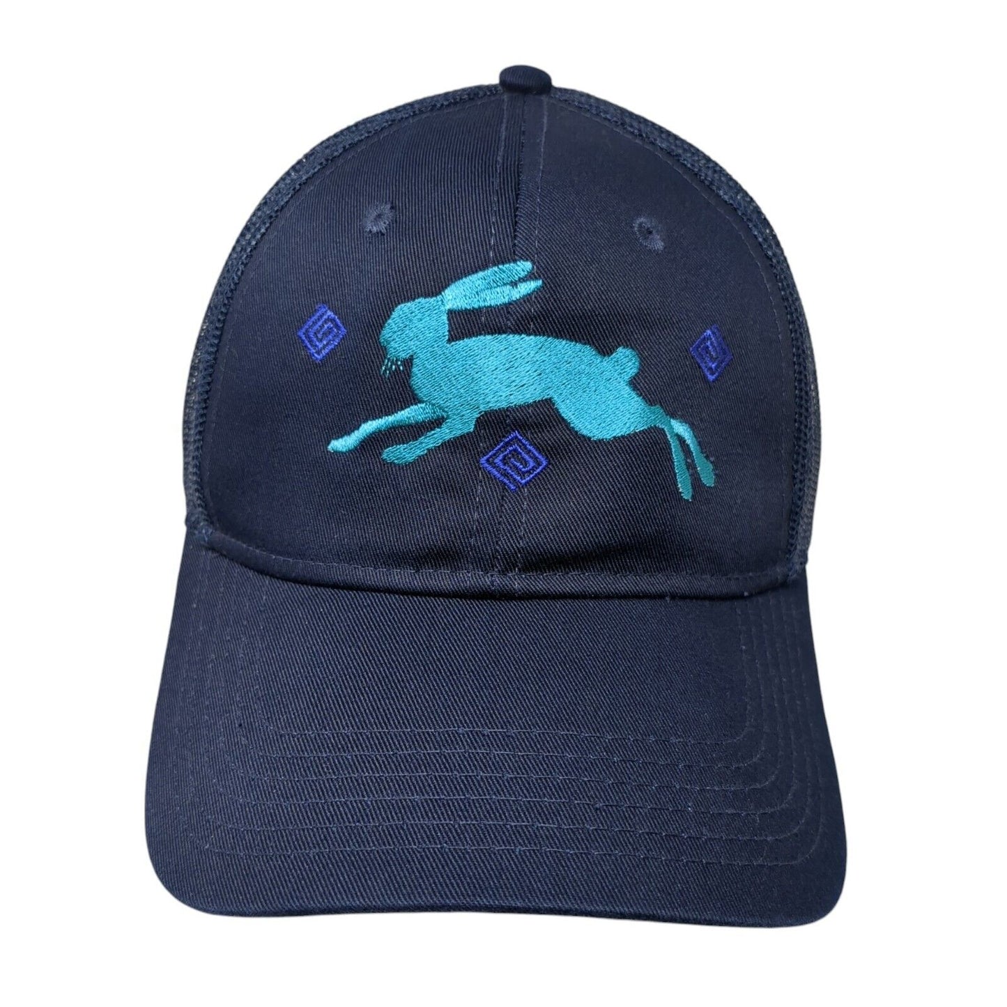 Rabbit Snapback Mesh Back Trucker Hat Blue One Size Embroidered Otto