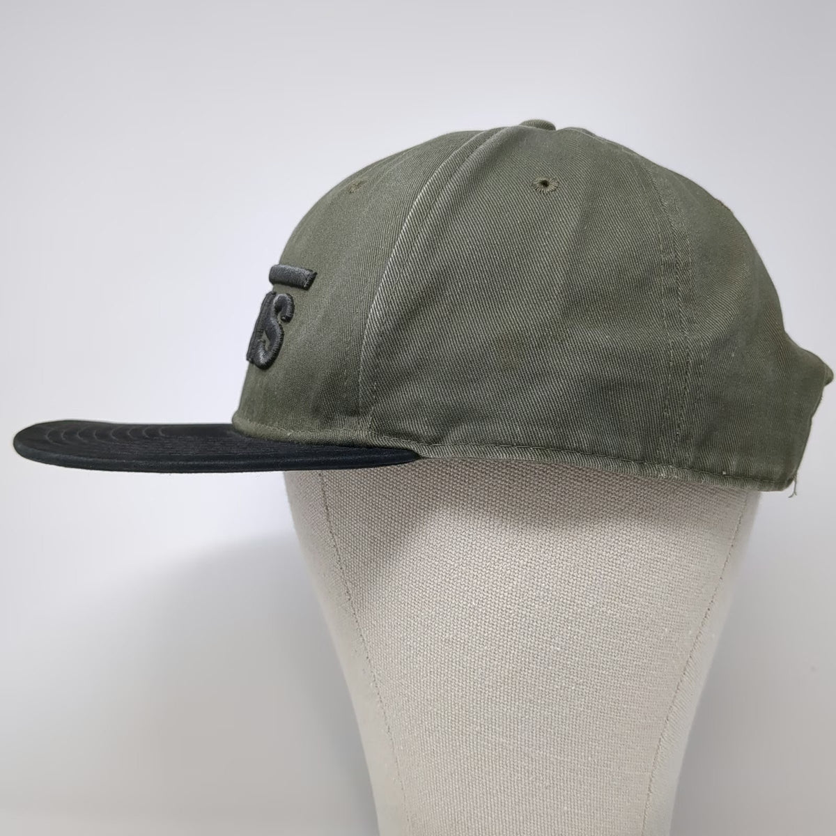 Vans Snapback Green Black One Size Flat Brim 3D Logo Two Tone 6 Panel Cotton Hat