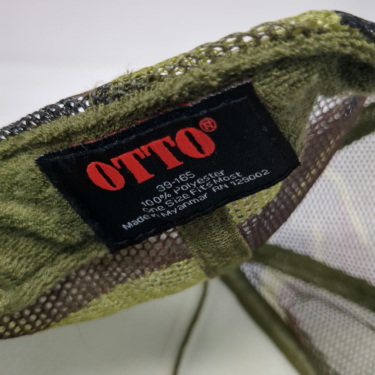 OTTO Trucker Hat Green One Size Camo Mesh Snapback Fighter Jet Graphic Rope