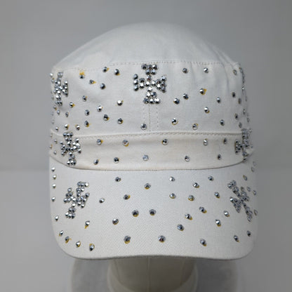 Unbranded Strapback Cadet Army Hat White OSFA Bling Studded Rhinestone