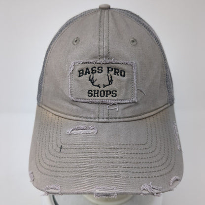 Bass Pro Shops Slideback Hat Gray OS Adjustable Mesh Back Distressed Gone Fishin