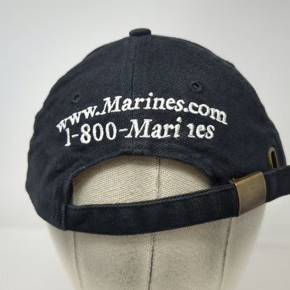 US Marines Baseball Cap Black OS EGA Logo Recruitment USMC Cotton Strapback Hat