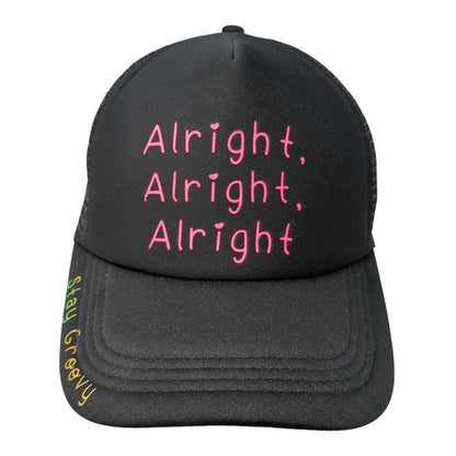 Alright Stay Groovy Snapback Trucker Hat Black One Size Adjustable Mesh Back