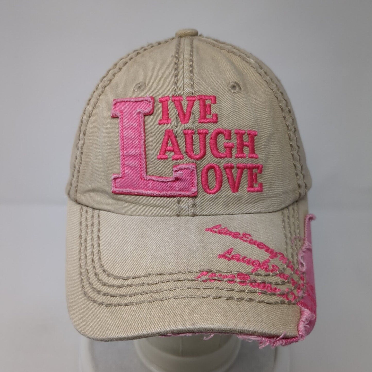 Live Laugh Love Slideback Hat Tan One Size Adjustable KB ETHOS 6 Panel