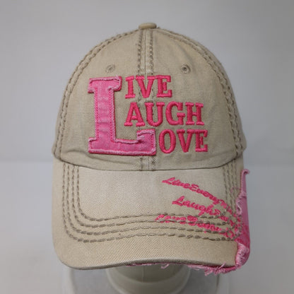 Live Laugh Love Slideback Hat Tan One Size Adjustable KB ETHOS 6 Panel