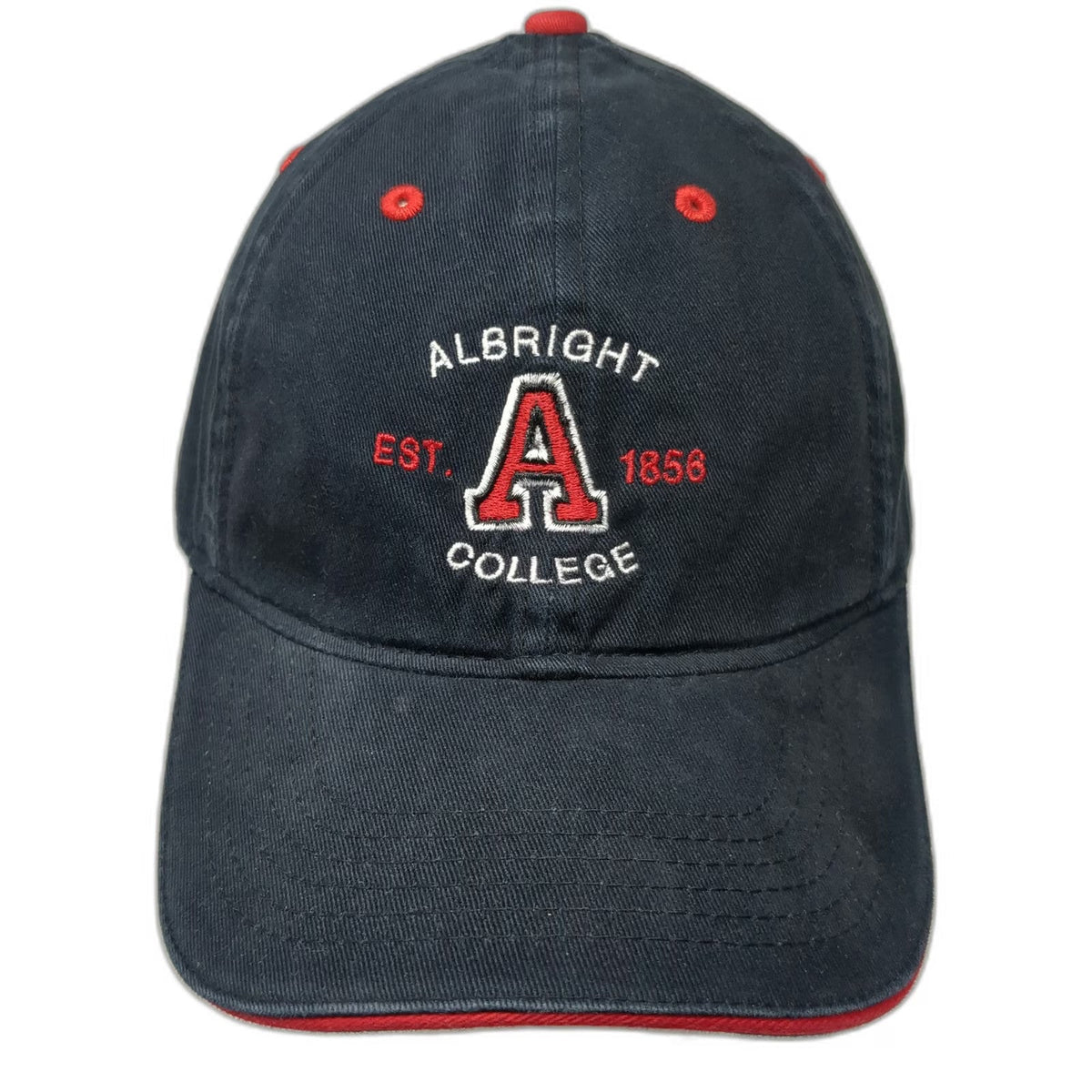 ML Authentic Headwear Baseball Cap Black Red White One Size Albright College Hat