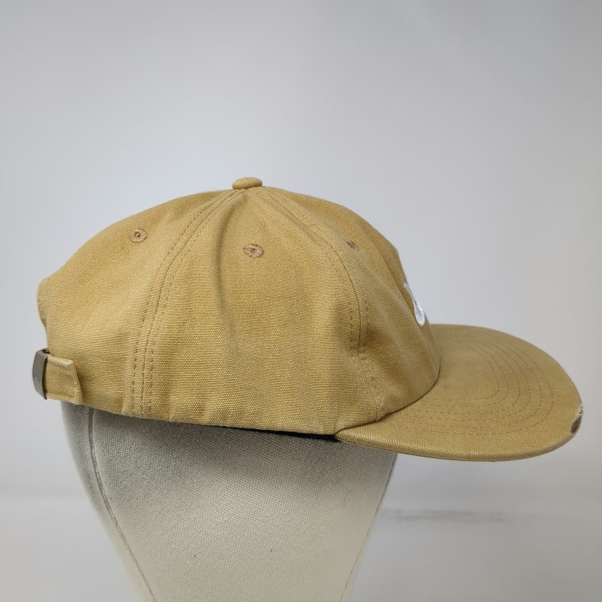Labor Baseball Cap Brown One Size Adjustable Canvas Hat White Script Embroidery