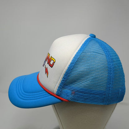 Trucker Hat Blue One Size Thinking Cap Mesh Foam Rope Retro 80s Lightning Bolt