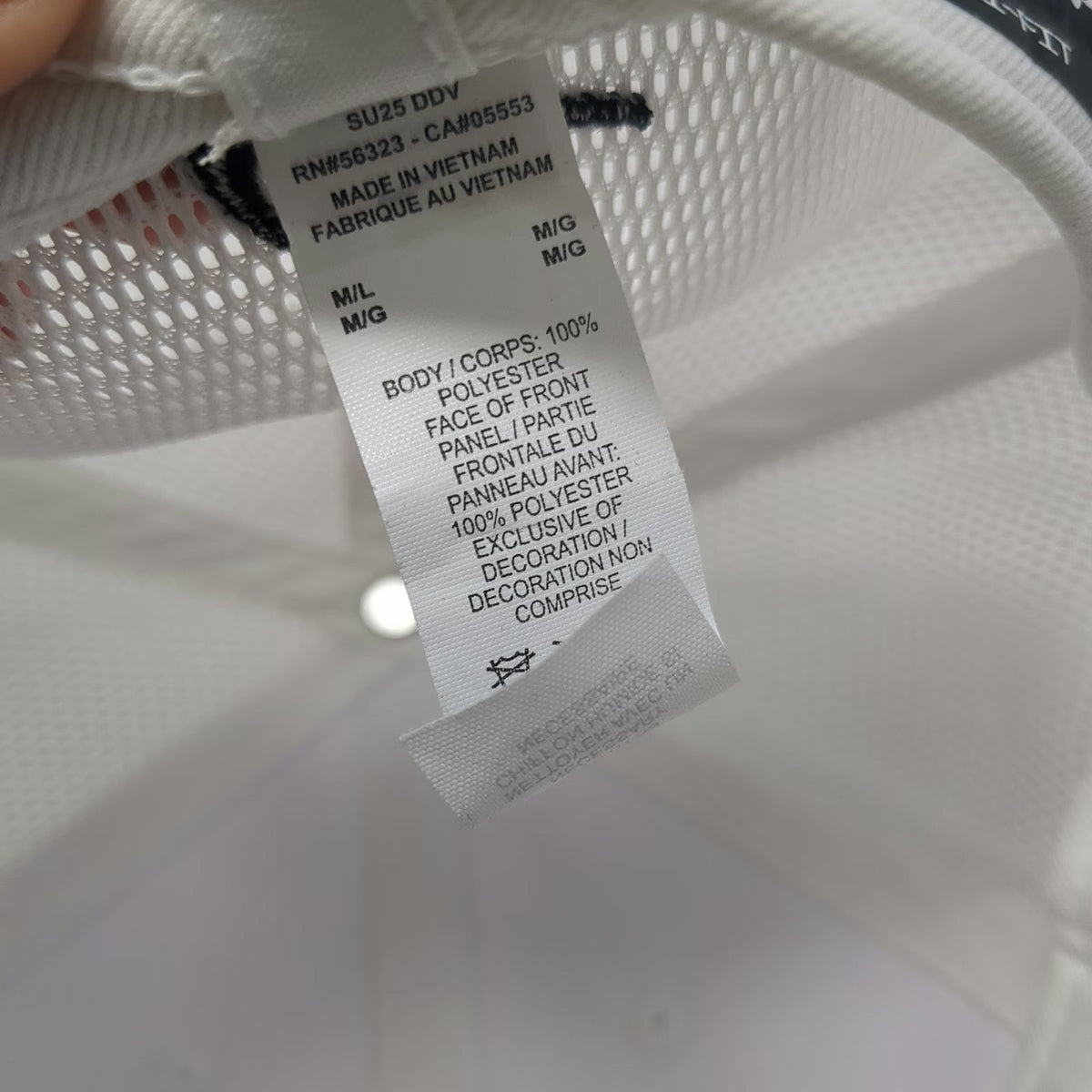 Nike Baseball Cap White L Mesh Back Stretch Fit BluShark Digital Dri-FIT Hat