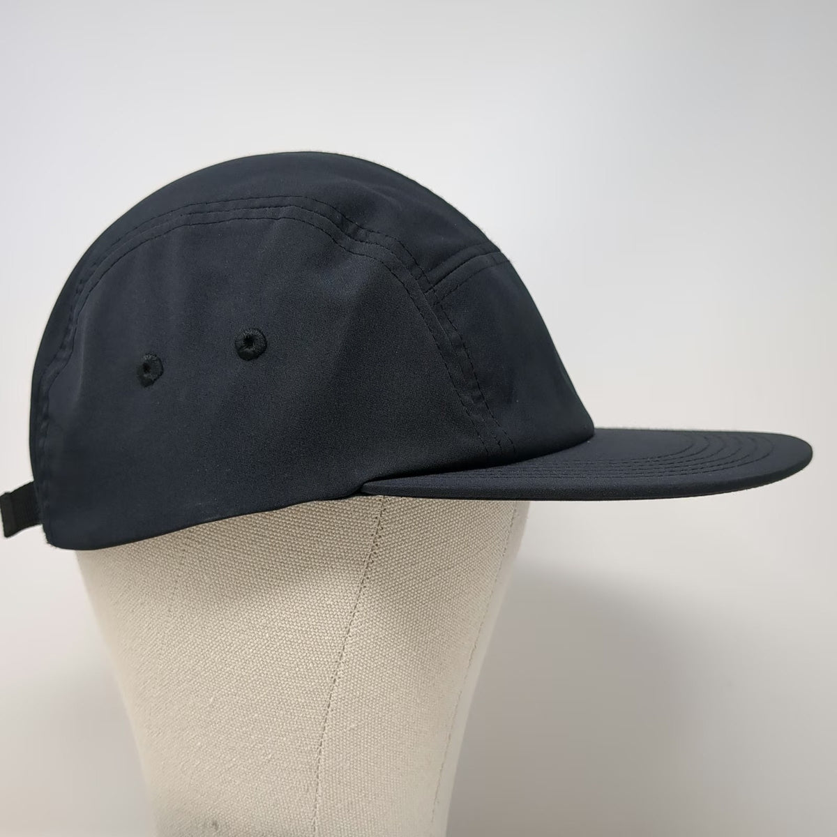 Port Authority 5 Panel Black One Size Performance Flat Brim Hat Strapback Buckle