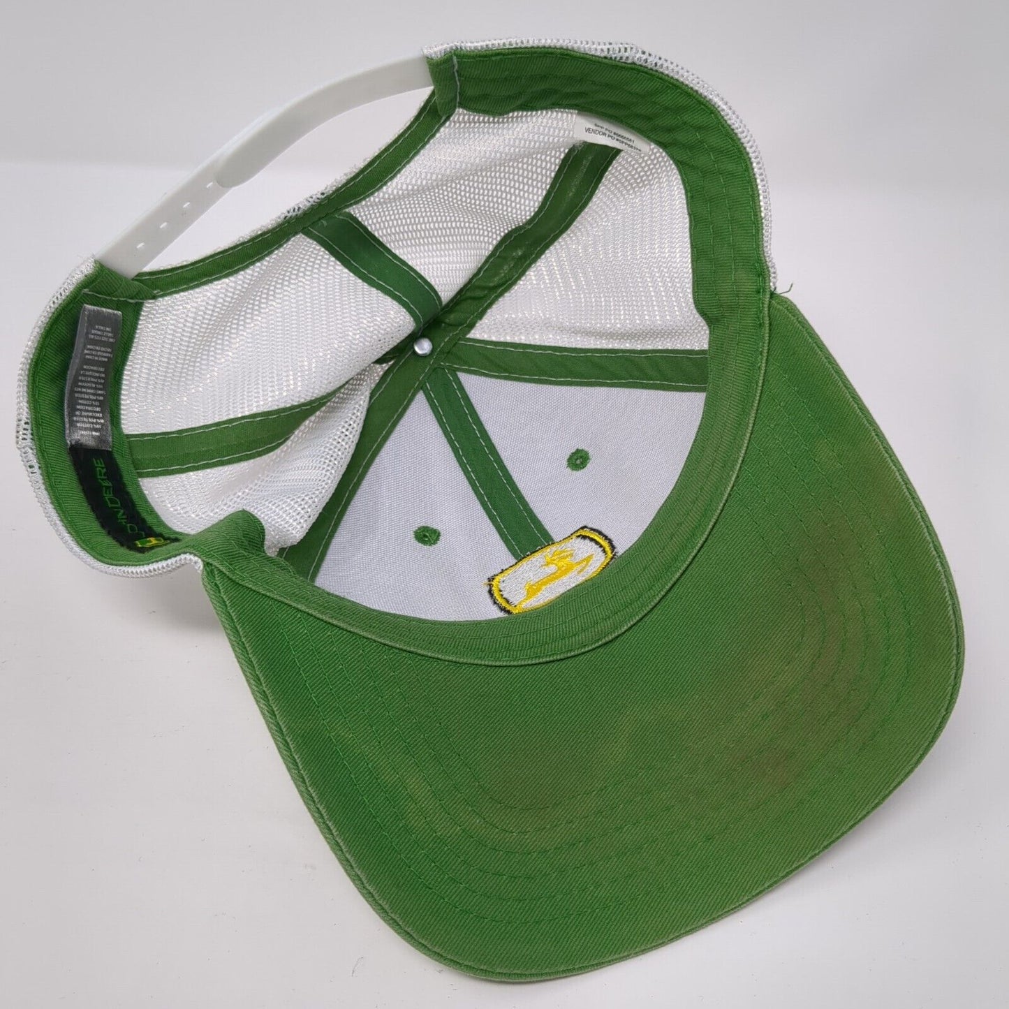 John Deere Snapback Mesh Back Trucker Hat Green One Size Adjustable
