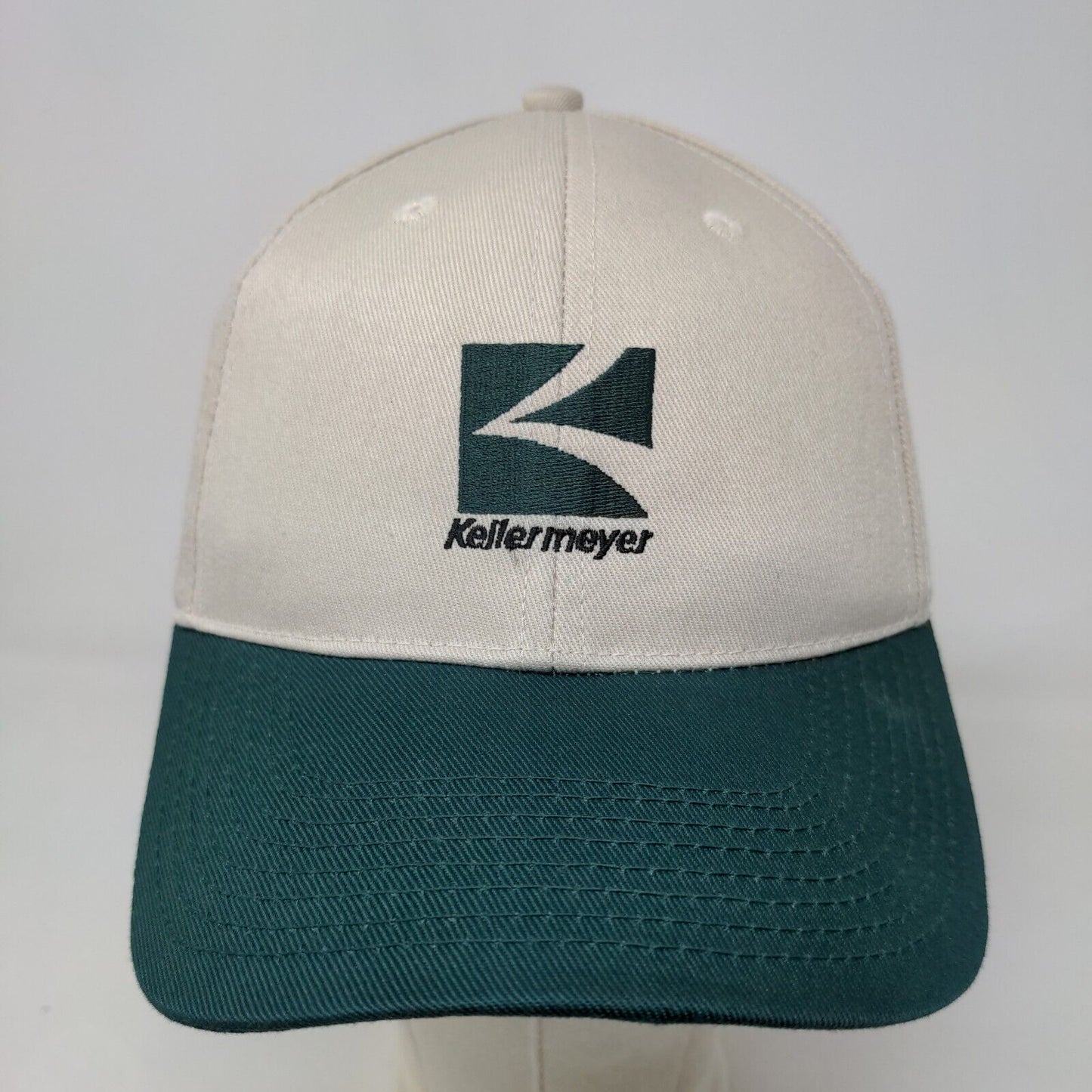 Kellermeyer Men's Strapback Hat Tan Green Adjustable Embroidered Logo