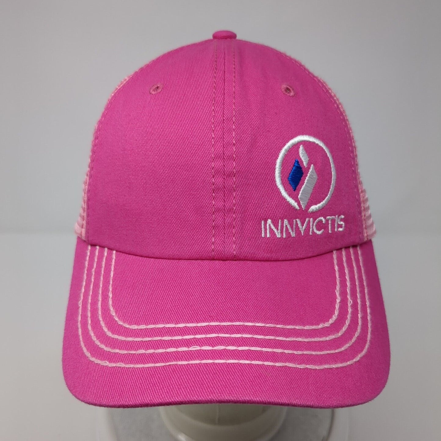 Innvictis Simplot Grower Solutions Strapback Trucker Hat Pink One Size Mesh Back