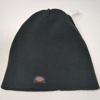 Dickies Beanie Black One Size Cuffed Ribbed Knit Logo Patch Acrylic Work Hat