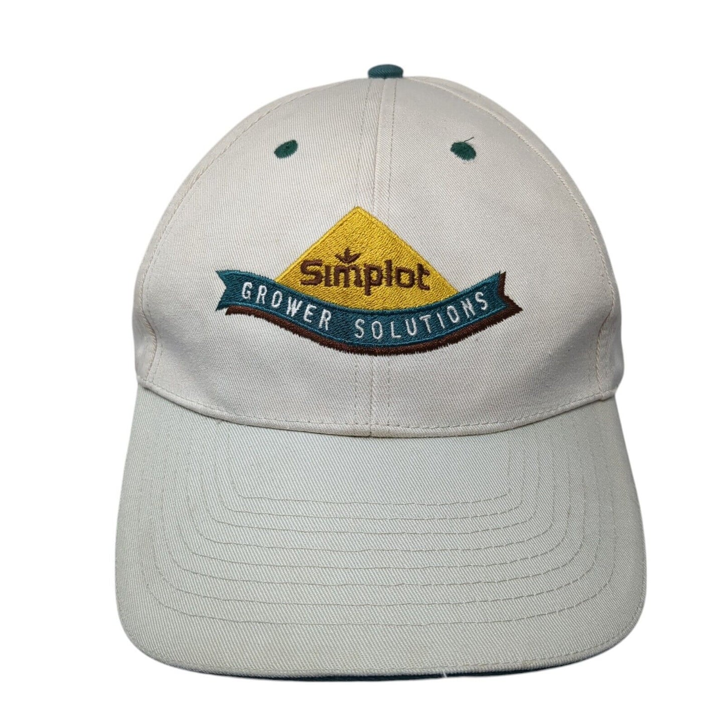 Simplot Grower Solutions Slideback Hat Tan One Size Embroidered 6 Panel
