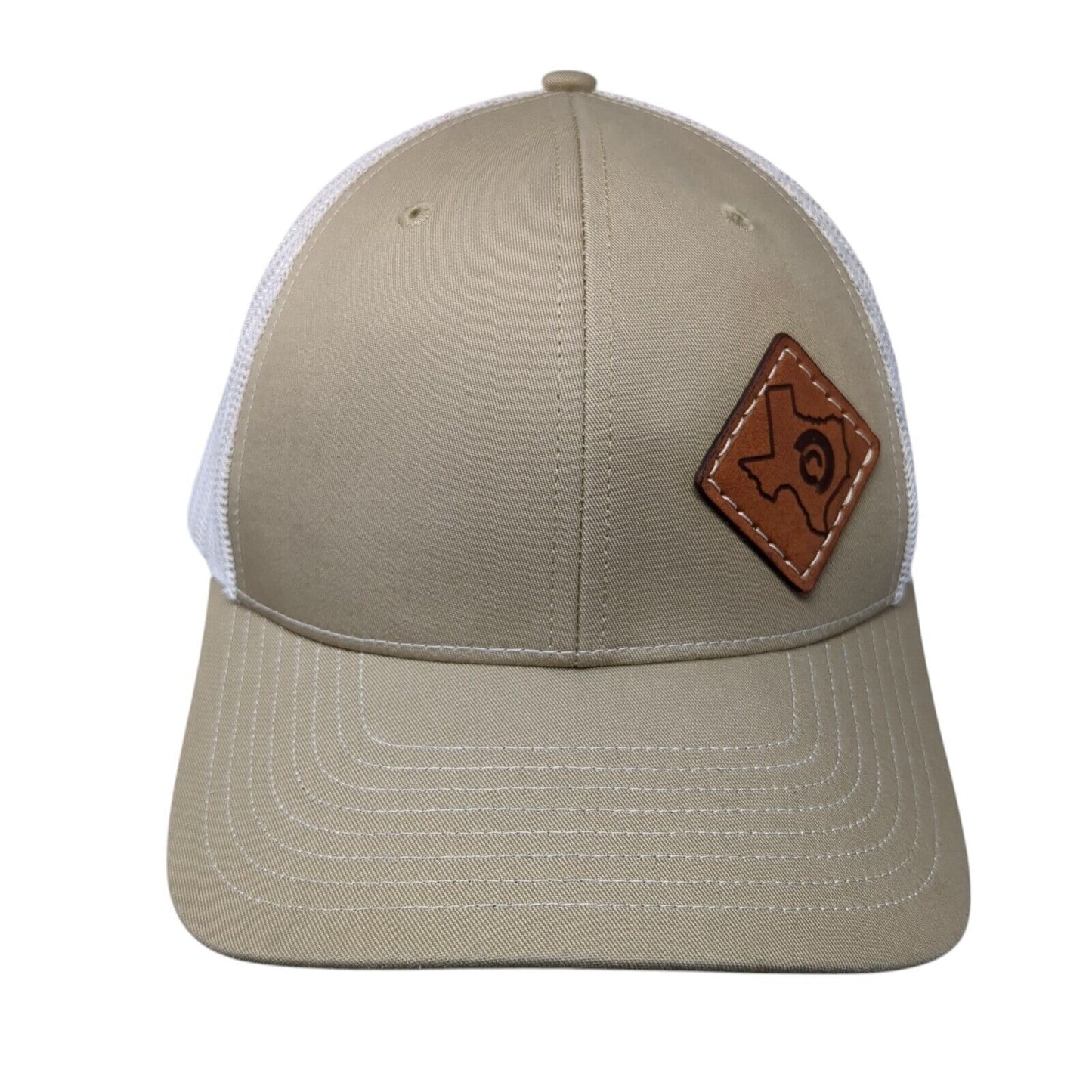 Richardson Snapback Mesh Back Trucker Hat Tan One Size Leather Patch
