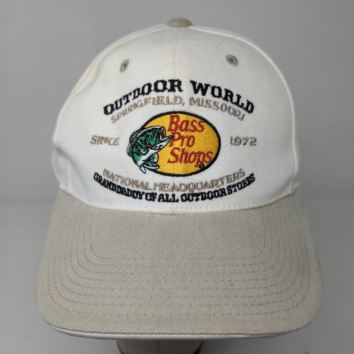 Bass Pro Shops Outdoor World Men's Slideback Trucker Hat White OSFM Embroidered