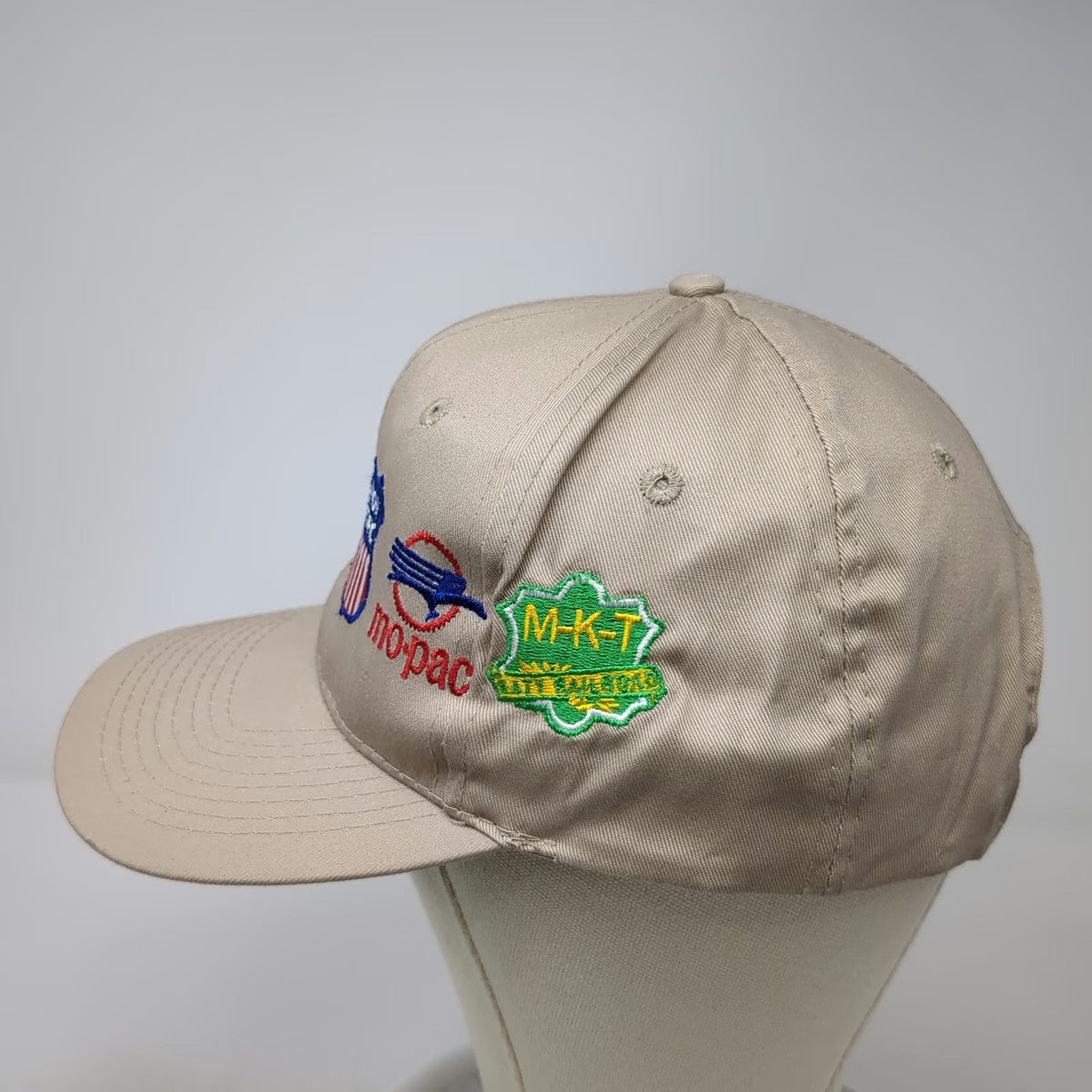 Cobra Caps Snapback Hat Beige One Size Union Pacific Railroad Multi-Logo Cotton
