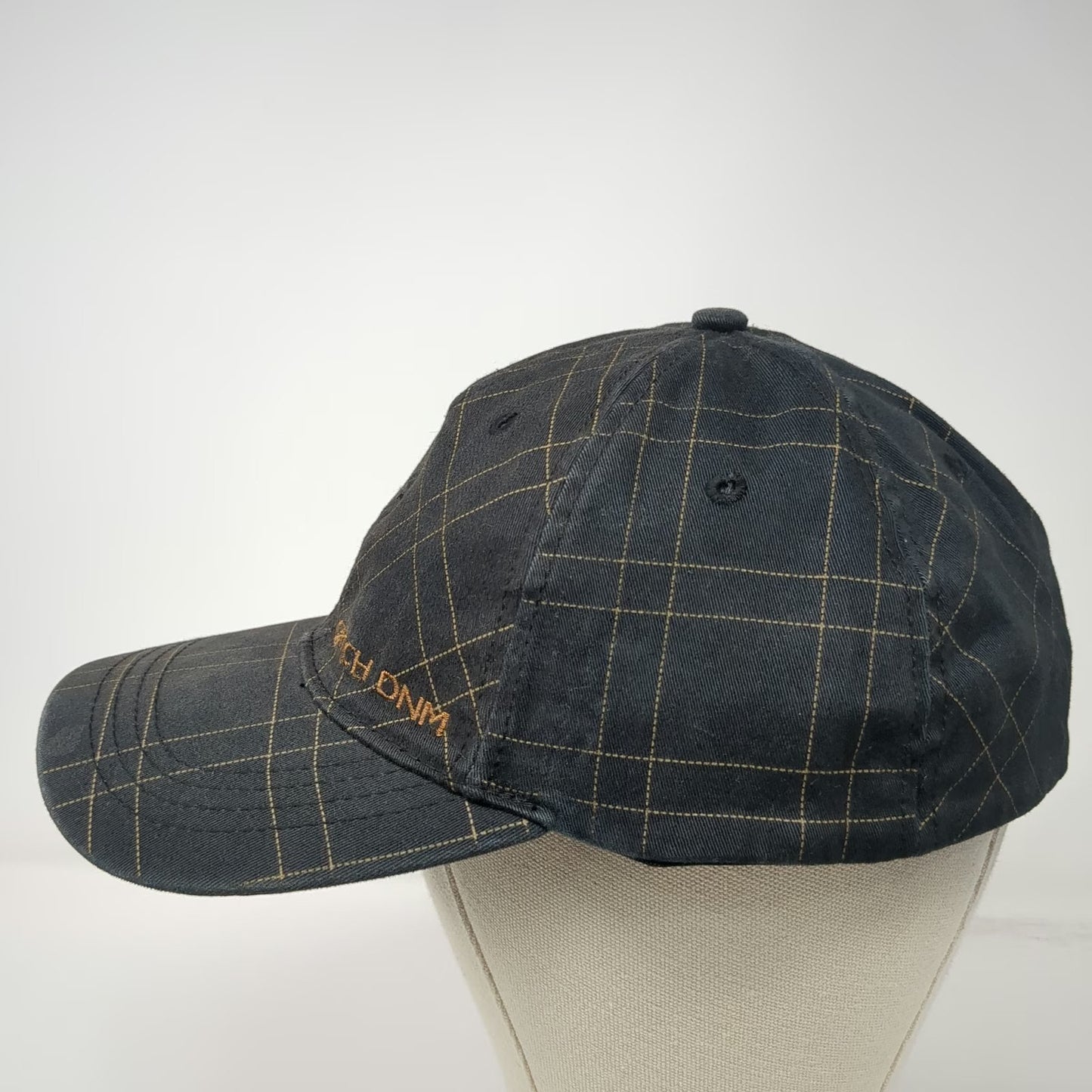 Cinch Baseball Cap Black One Size Grid Pattern Embroidered Logo Stretch Fit Hat