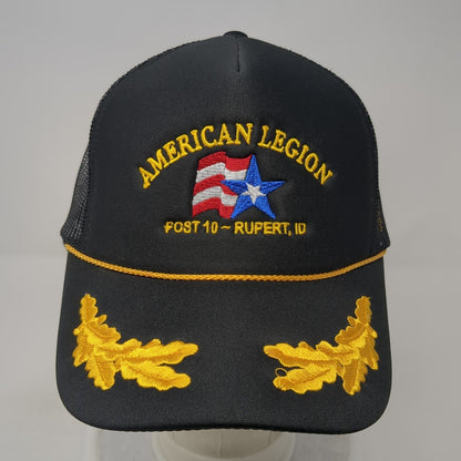 American Legion Trucker Hat Black One Size Adjustable Mesh Back 6 Panel Otto