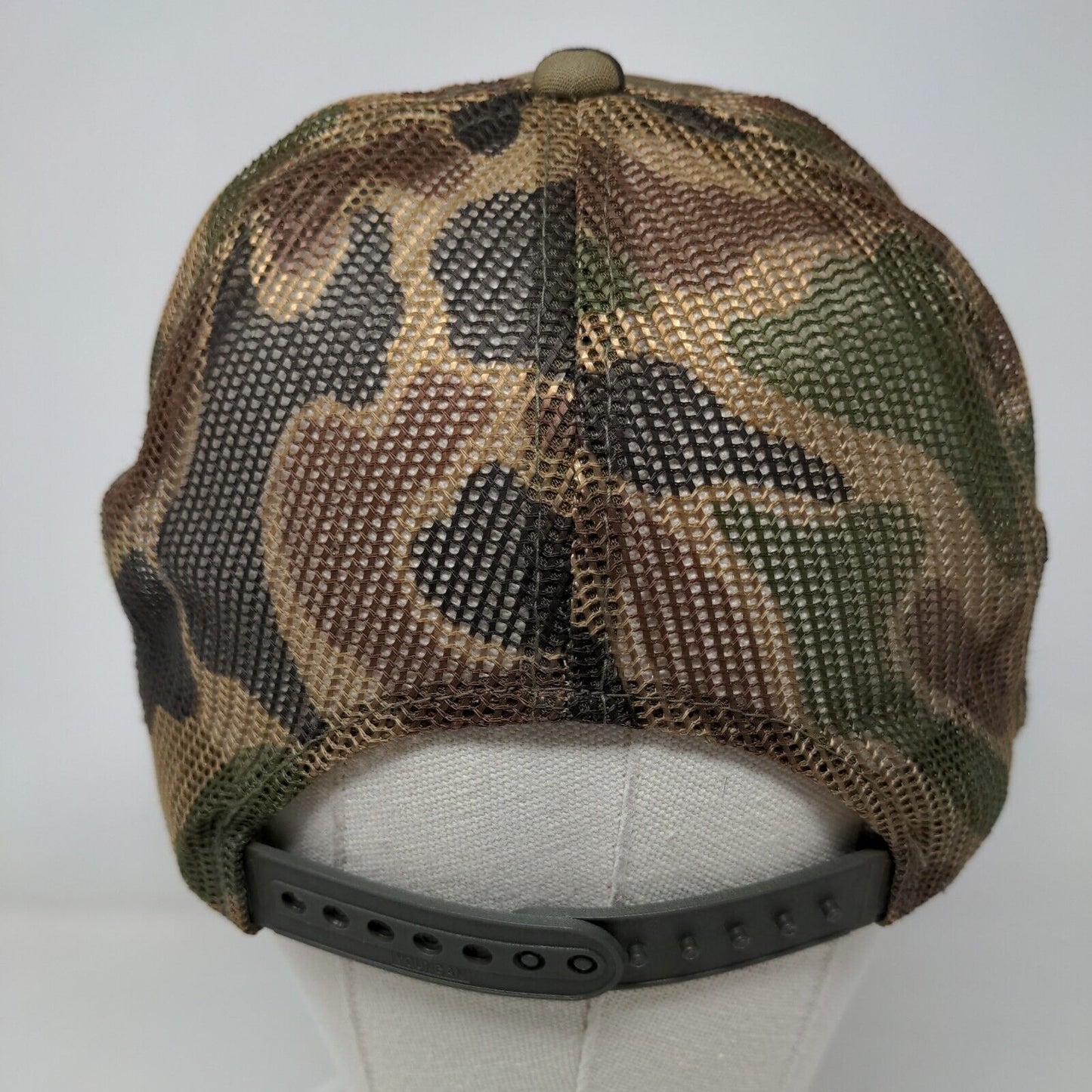 Woody's Bar BQ Snapback Trucker Hat Camouflage OSFA Adjustable Mesh Back