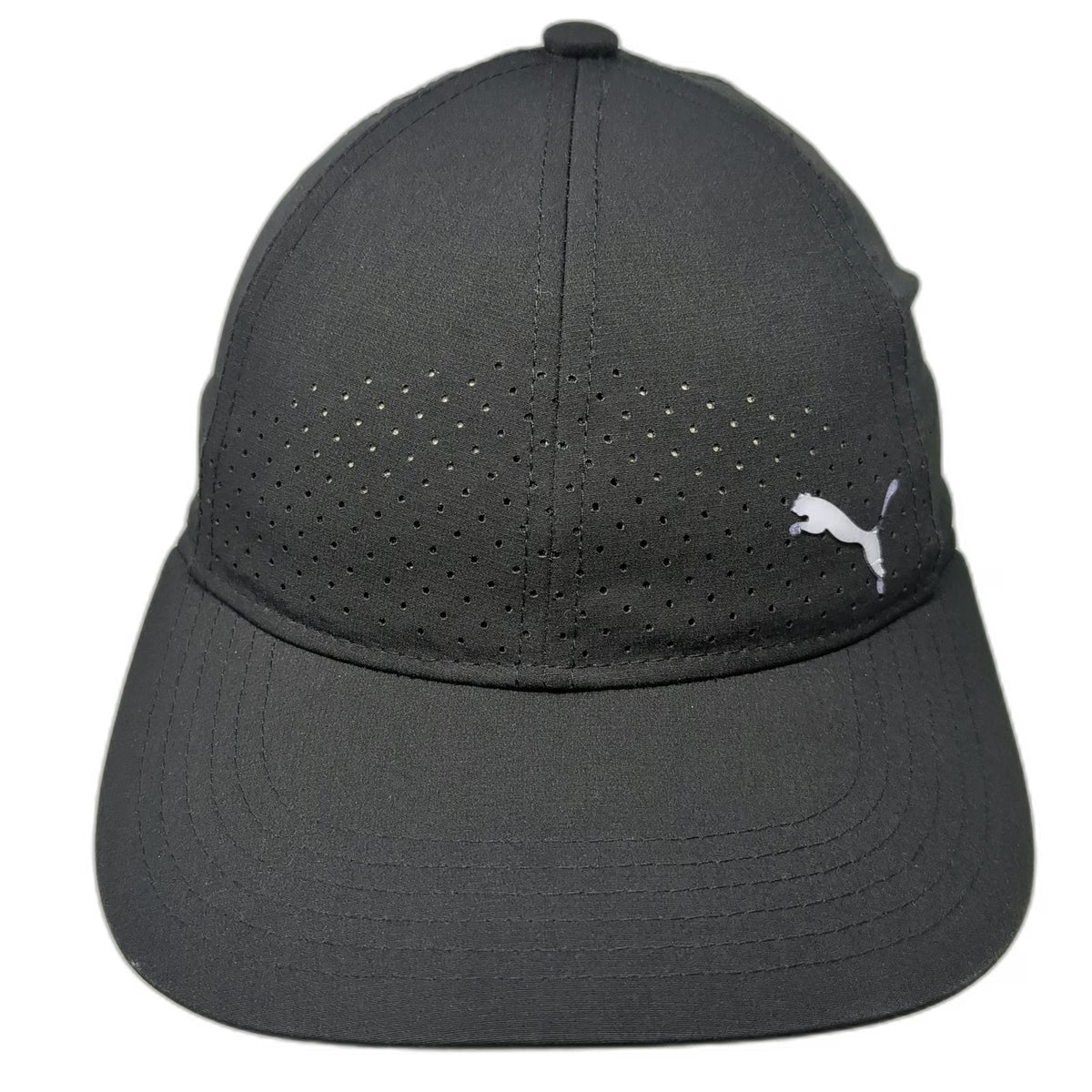 Puma Snapback Black One Size Hat Perforated Performance Sport Athletic Golf Cap