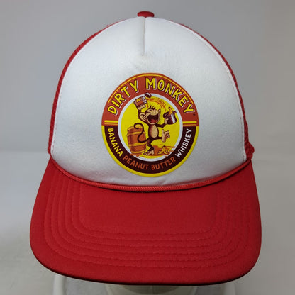 Hit Dirty Monkey Banana Peanut Butter Whiskey Trucker Hat Red One Size Snapback