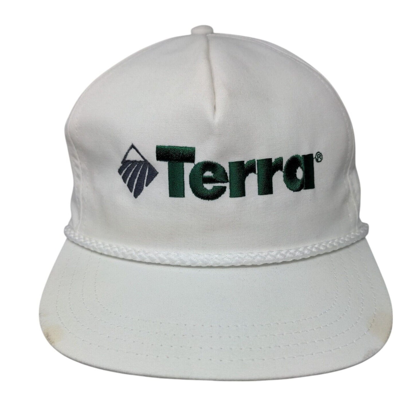 Terra Slideback Rope Hat White OSFA Leather Strap Adjustable Solid