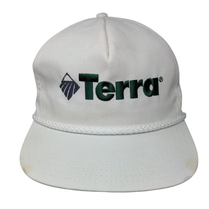 Terra Slideback Rope Hat White OSFA Leather Strap Adjustable Solid