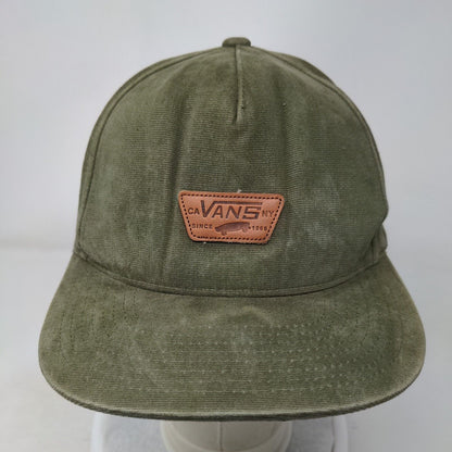 Vans Leather Patch Snapback Hat Green OSFA Adjustable Vent Holes