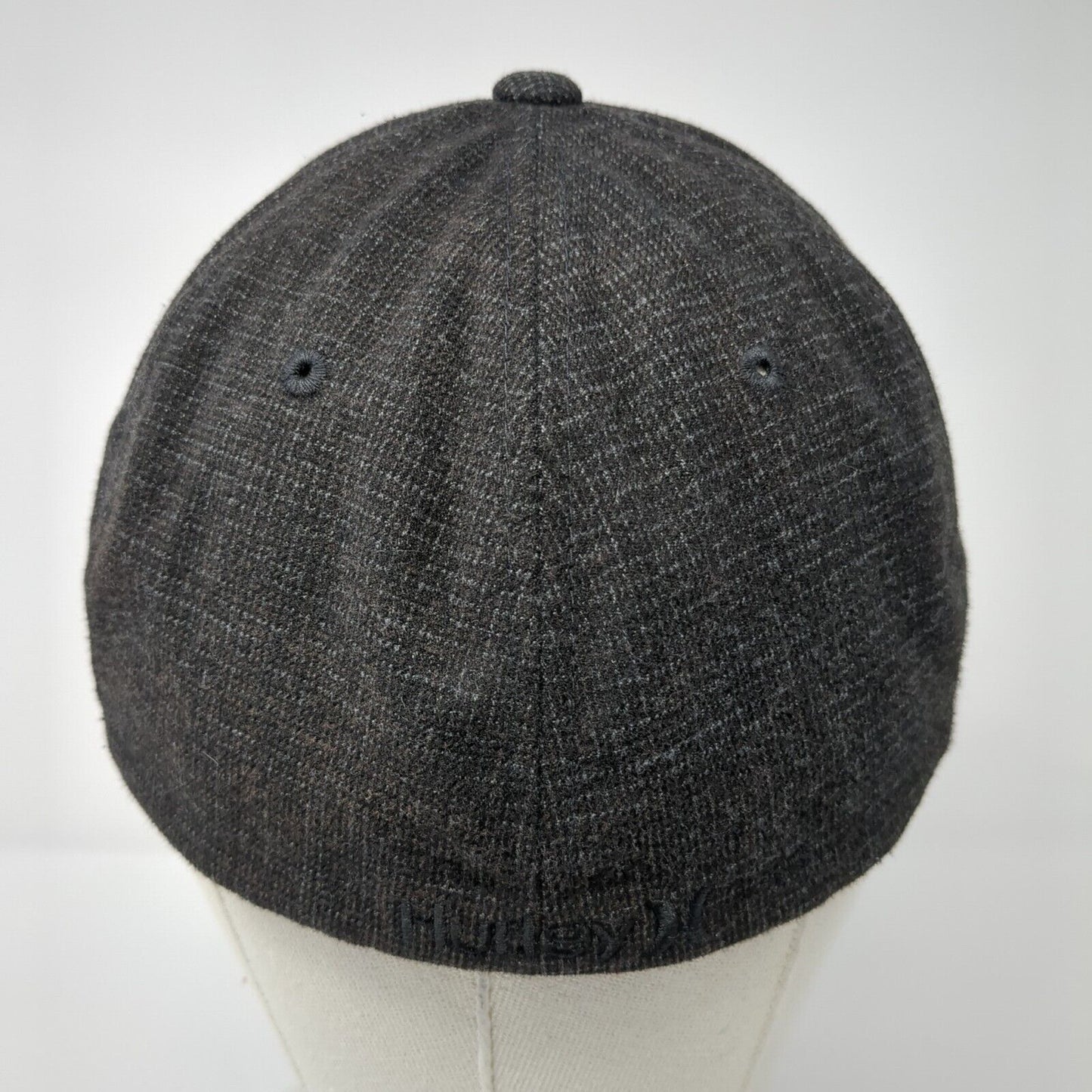 Hurley Fitted Hat Black L/XL Flexfit Embroidered Vented Holes 6 Panel Yupoong