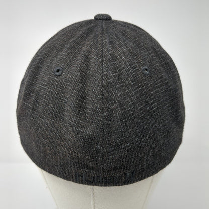 Hurley Fitted Hat Black L/XL Flexfit Embroidered Vented Holes 6 Panel Yupoong
