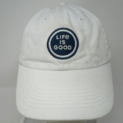 Life is Good Baseball Cap White One Size Slideback Cotton Graphic Patch Hat