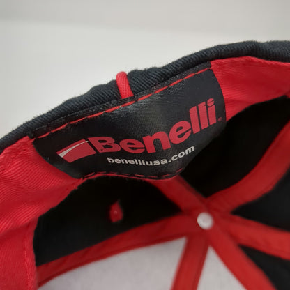 Benelli Baseball Cap Black Red One Size Contrast Piping Embroidered Cotton Hat