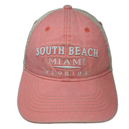 DK Embroidery Trucker Hat Pink Beige Orange One Size South Beach Miami Florida