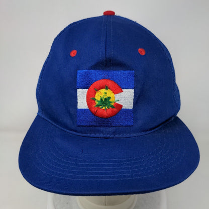 Flag of Colorado Snapback Mesh Back Trucker Hat Blue One Size Embroidered