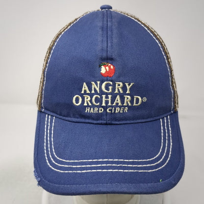 Trucker Hat Blue Brown One Size Angry Orchard Hard Cider Mesh Distressed Logo