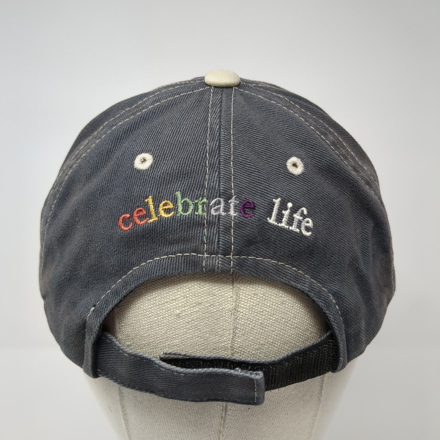 Camp Rainbow Gold Celebrate Life Strapback Hat Blue One Size Adjustable Yupoong