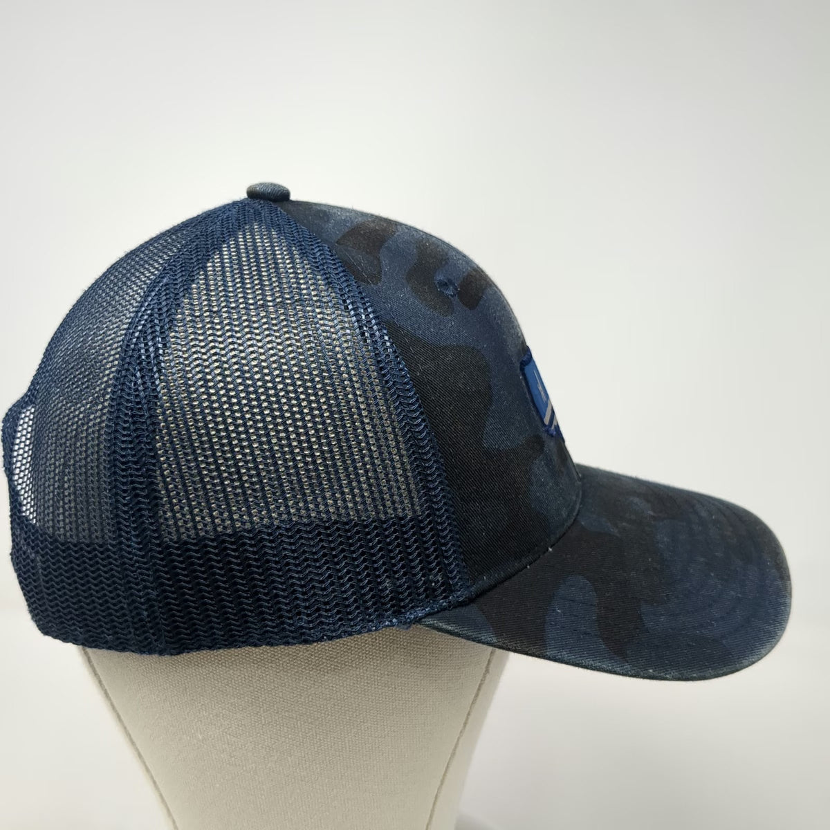 johnnie-O Trucker Hat Blue Camo USA Surfer Flag One Size Mesh Snapback Patch