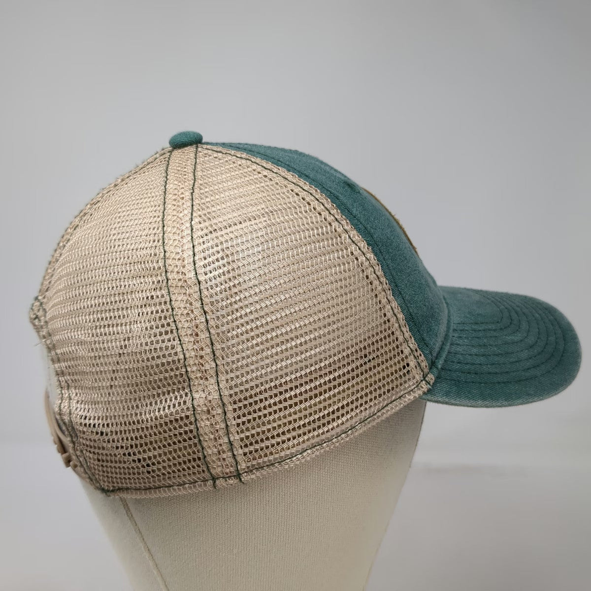 Gear For Sports Trucker Hat Green Beige One Size Santa Cruz CA Bear Patch hat