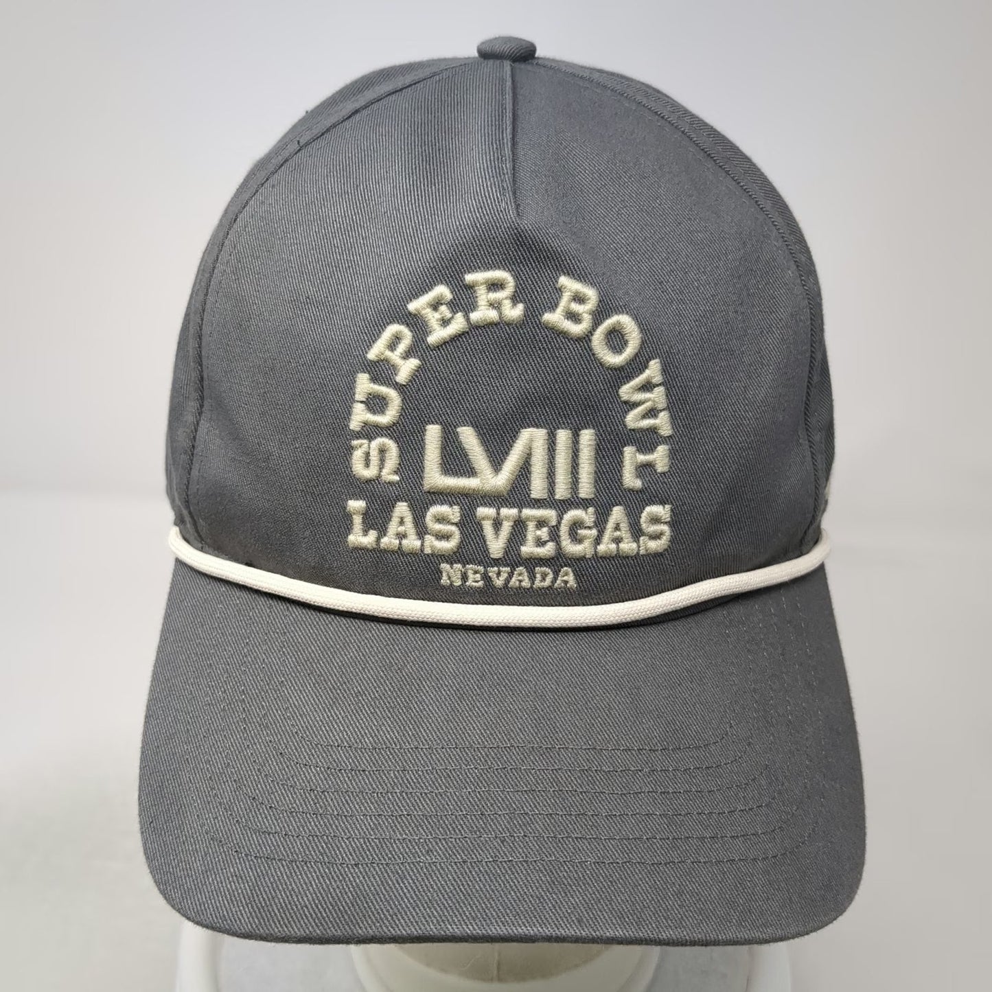 NFL Super Bowl LVIII '47 5 Panel Gray Hat One Size Snapback Rope Vegas Nevada