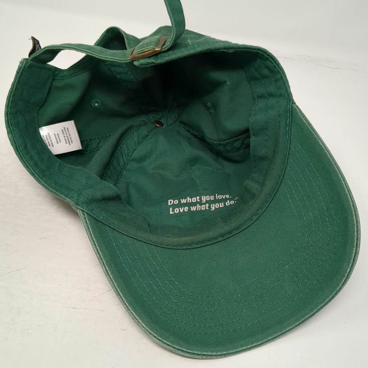 Life is Good Baseball Cap Green One Size Heart Patch Distressed Slideback Hat