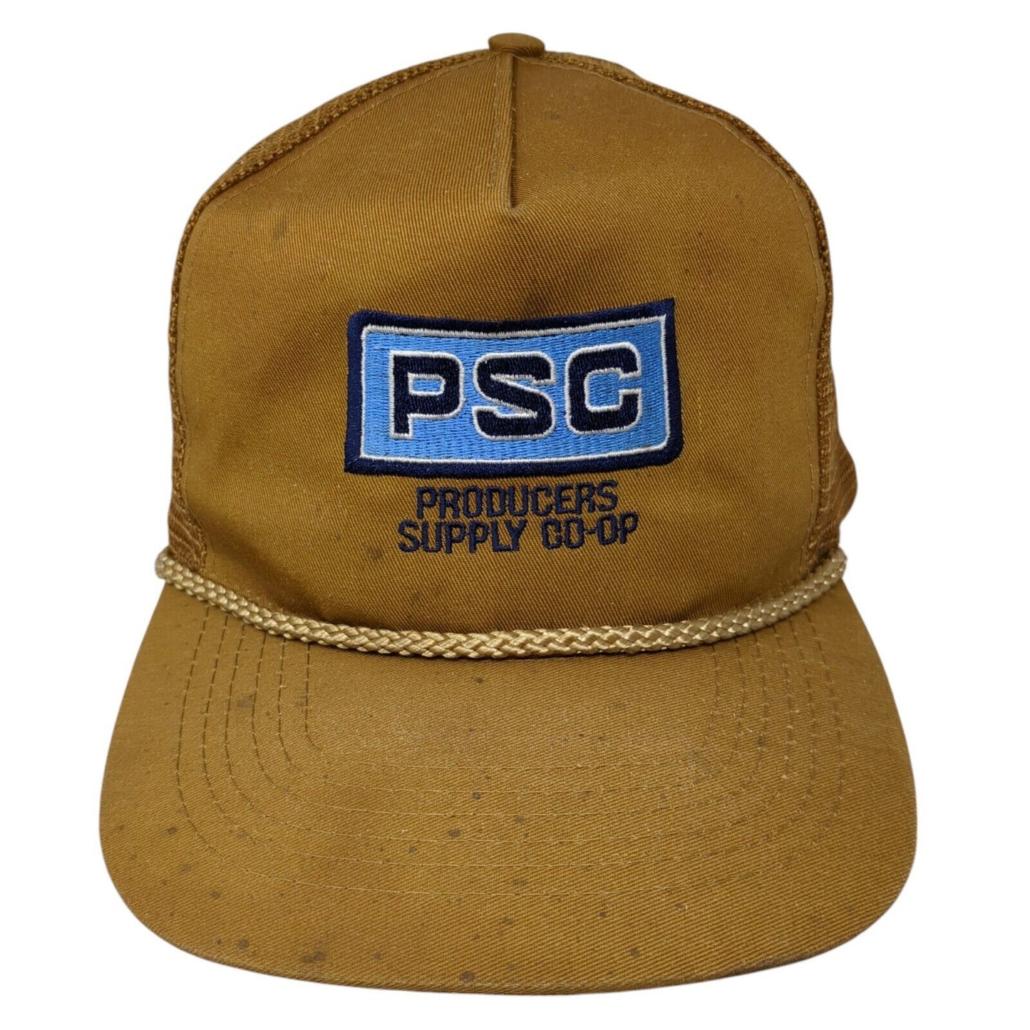 PS Producers Supply Co-Op Snapback Trucker Hat Brown OS Adjustable Rope Otto