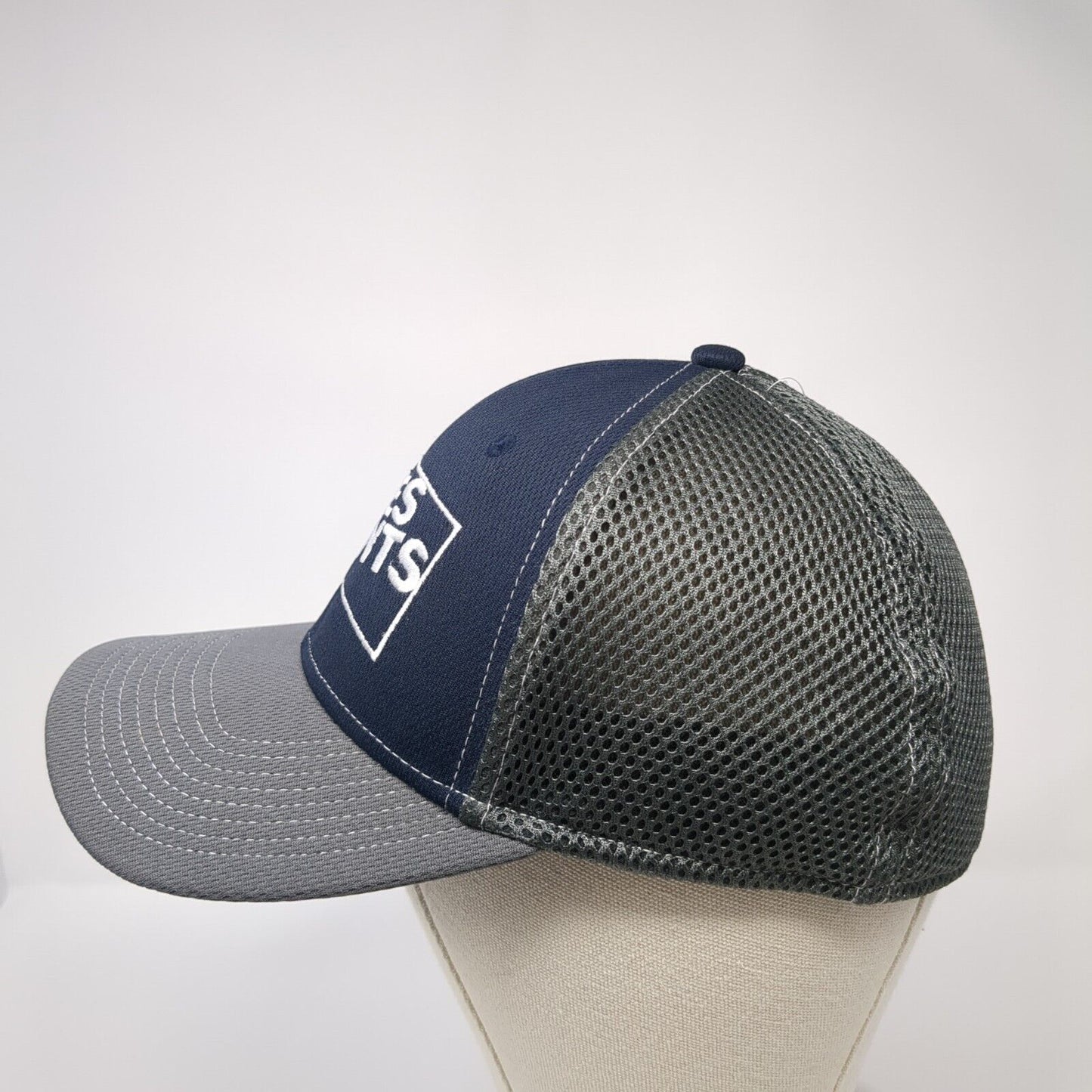 Tates Rents Fitted Mesh Back Hat Gray M/L Embroidered Colorblock 6 Panel