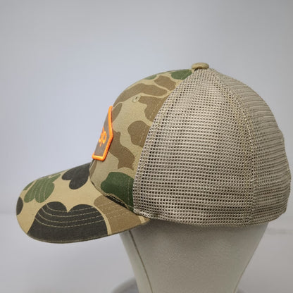 DEEP Trucker Hat Green Camo Snapback One Size Mesh Orange Hex Patch Embroidery