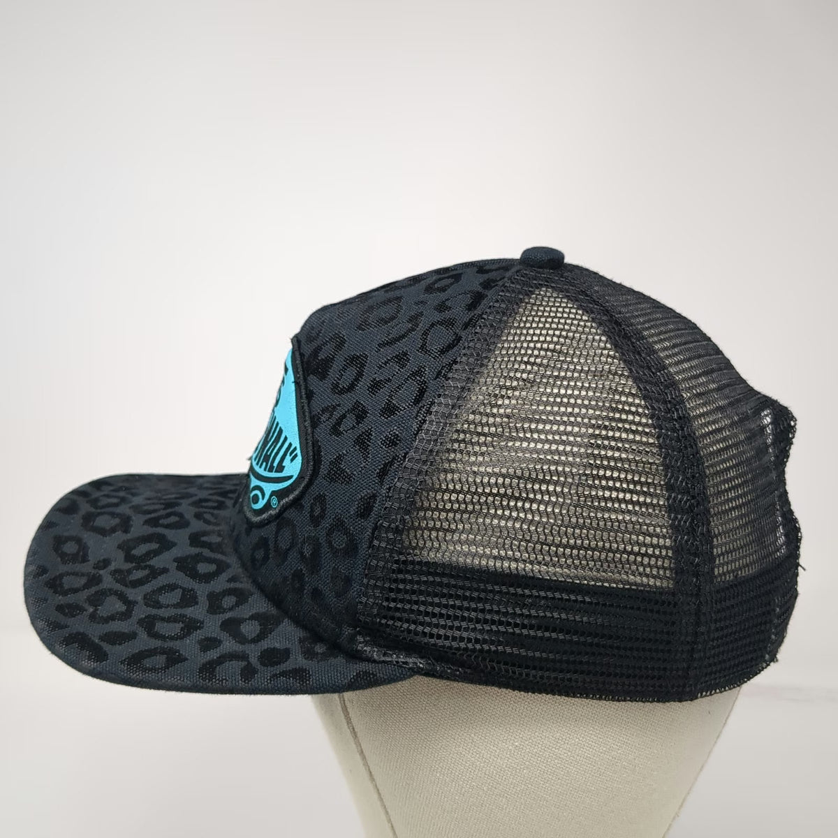Vans Trucker Hat Black Blue One Size Leopard Print Logo Patch Mesh Back