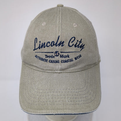 Lincoln City Trade Mark Strapback Hat Tan One Size Adjustable Embroidered