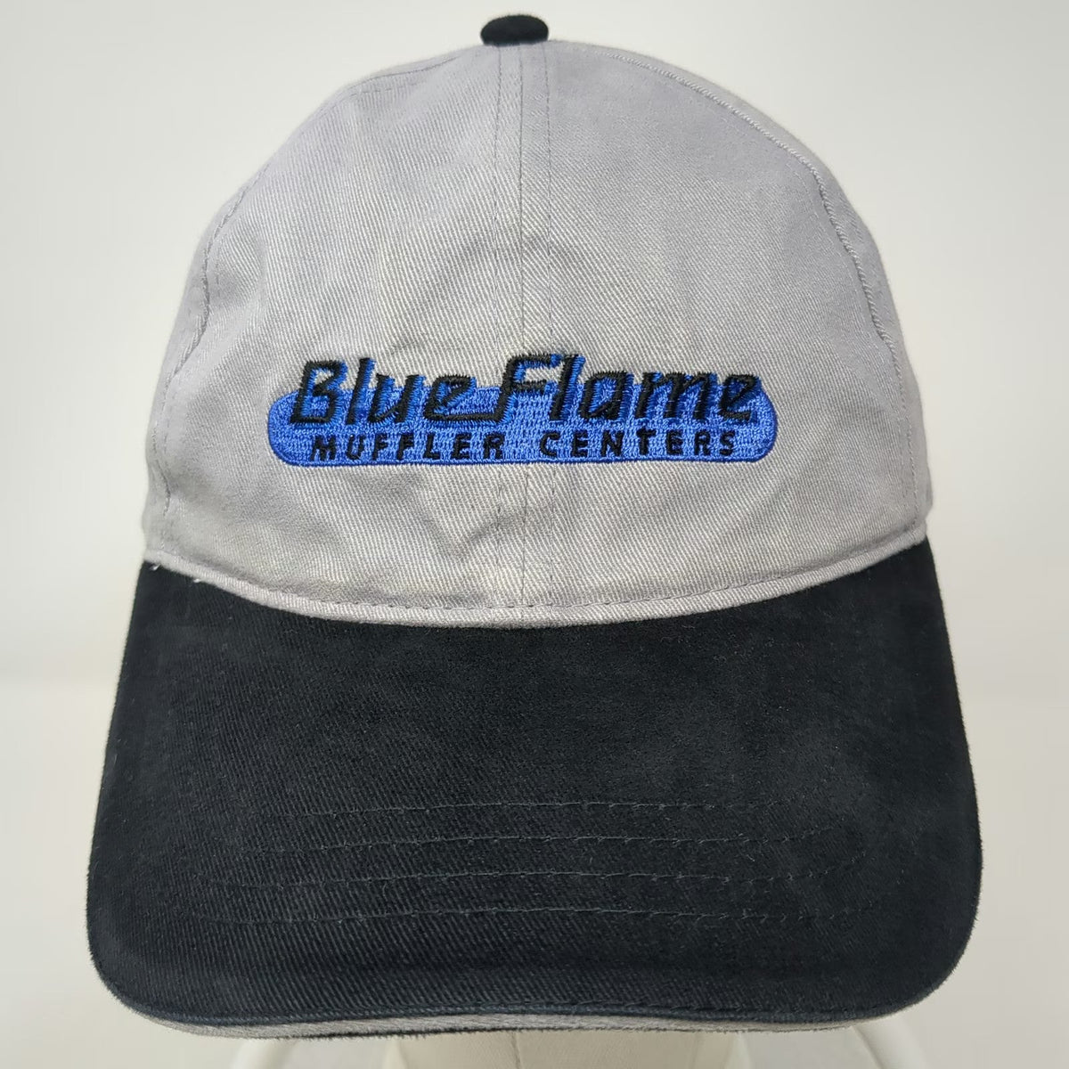 AMC Blue Flame Muffler Centers Logo Hat Gray One Size Baseball Cap Slideback