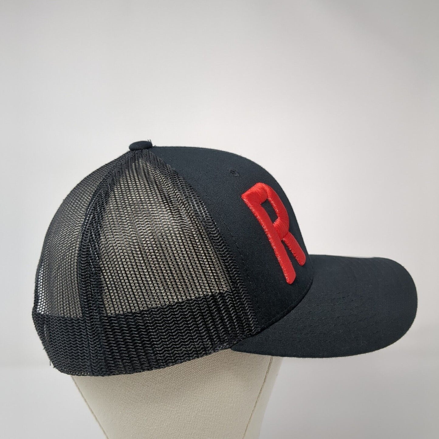 RB Snapback Trucker Hat Black OS Adjustable Embroidered Mesh Classics Yupoong